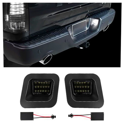 Aokdom 2PCS LED License Plate Light Assembly Compatible with 2003-2018 Dodge RAM 1500/2500/3500 3Rd & 4Th Gen,Super Bright 6000K Tag Lights for License Plate Truck Accessories