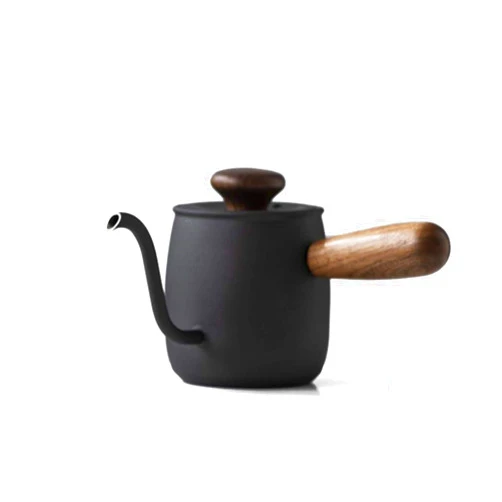 OSSAT Mini coffee pot small hand wash goose beak pot stainless steel filter hanging ear coffee powder brewing pot-304 stainless steel Black