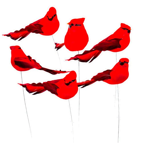 Berfutall-Cardinal Wire On Christmas Tree Ornament Decorations - Red Feathers Set of 12 Pieces Each is 5.90