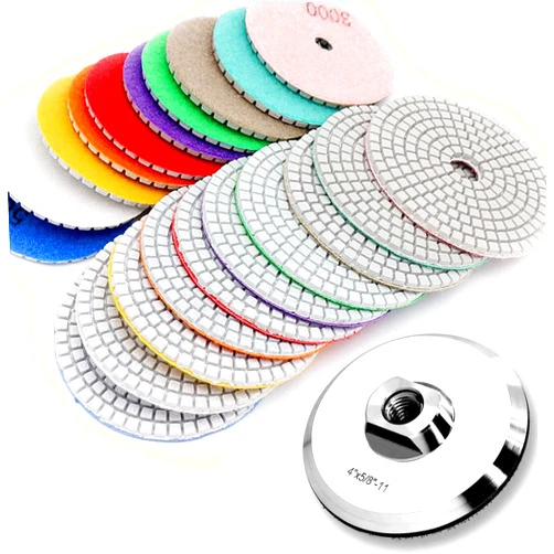 KEEYWOLT 10Pcs 4 Inch Diamond Polishing Pads Including Aluminum Backing Pad Set for Angle Grinder Buffer Wet/Dry Polishing Stone Granite Marble Concrete Tile…