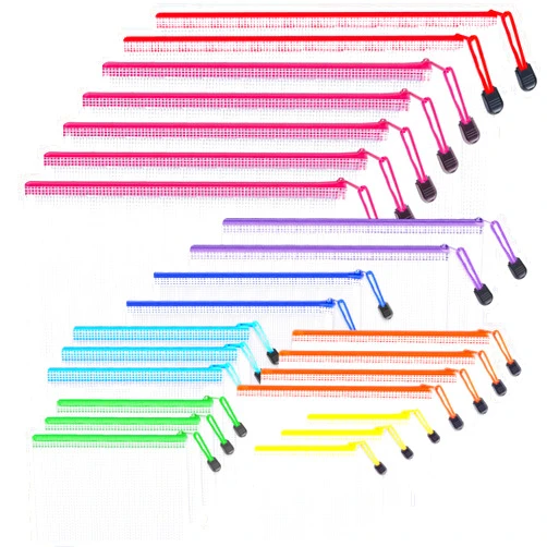 UMETDO 24pcs Mesh Zipper Pouch Bags - 8 Sizes Plastic Zipper Pouches for Organization, Mesh Bags with Zipper, Waterproof Clear Travel Pouches, UMETDO File Bag with Zipper for Office Supplies