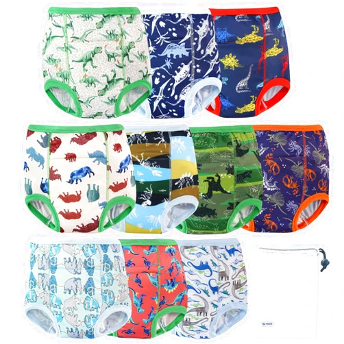 EZ Moms 10 Packs High Waist Training Underwear Double Absorption Toddler Boys Training Underwear Cotton Training Pants 3t-4t Reusable Potty Training Underwear for Boys 3T Toilet Training Pants