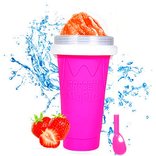 Tikapo Fun Tik Tok Stuff Slushy Maker Cup, Frozen Magic Slushie Squeeze Cup, Diy Kits for Adults Kids (PINK)