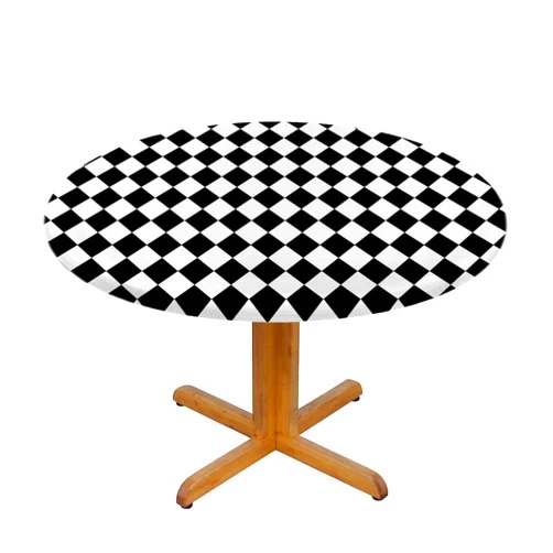 YINRON Geometric Round Tablecloth Black White Stripes Chevron Polka Waterproof Oil-Proof Table Cover Table Cloth For Indoor Dining, Outdoor Picnic Parties, Camping ,Fits For Table 40-44