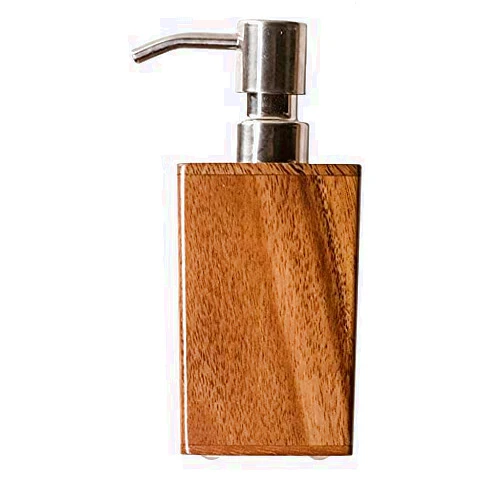 AMYSTY Soap Dispenser Lotion Dispenser Shower Dispenser Walnut Wood Soap Dispenser with Stainless Steel Pump Head Manual Pump Dispenser Liquid Dispenser Lotion Bottle