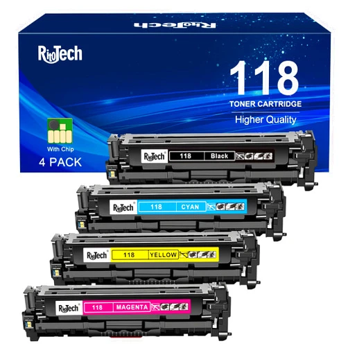 RitoTech 118 Toner Cartridge Black Cyan Magenta Yellow - High-Yield Remanufactured Replacement for Canon 118 CRG118 for Color Imageclass MF8580Cdw MF8380Cdw MF8350Cdn MF726Cdw LBP622Cdw MF641Cw MF644,4 Pack