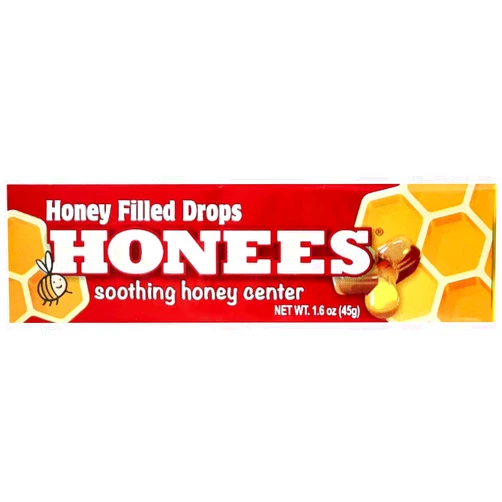 Honees Honey Filled Drops, Honey Cough Drops with Real Honey-Natural Sore Throat Relief-Nothing Artificial-Throat Coat Lozenges, Natural Cough Suppressant, Non-GMO, Gluten Free (6 Pack – 54 Drops)