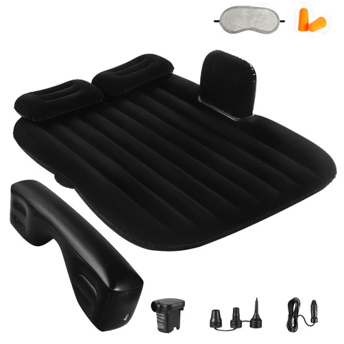 QDH Car Air Mattress Portable Car Bed Back Seat Camping Bed Inflatable Dog Bed for Car Universal SUV Camping Mattress with Car Air Pump 2 Pillows (Black)