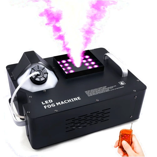 TCFUNDY 1500W Fog Machine for Halloween, DMX RGB 3 in 1 24 LED Smoke Machine Stage Lighting Vertical Spray with Remote Control