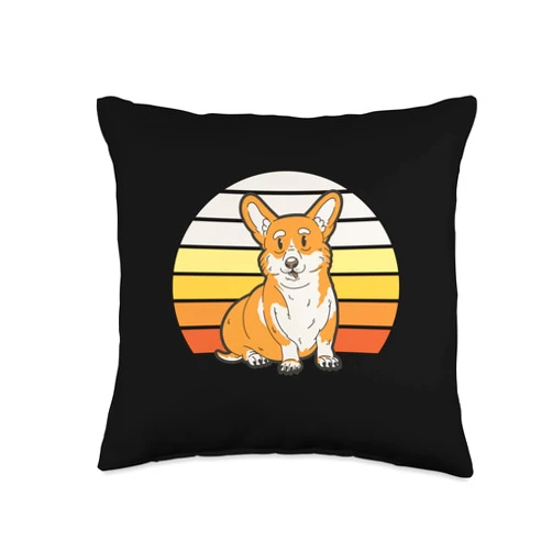 Bäume Meditieren, lustige Sprüche Funny Dog with Sunset for Men Women Kids Throw Pillow, 16x16, Multicolor