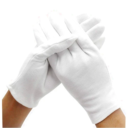 Amariver 12 Pairs White Cotton Gloves, 8.3'' Large Size Thicker and Resuable Soft Works Glove for Coin Jewelry Silver