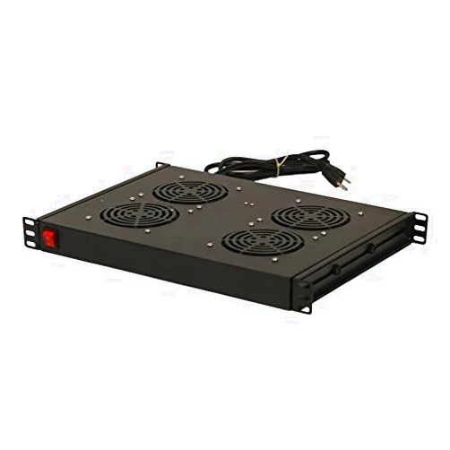 NavePoint Rack Cabinet Mounted Server 4 Fan Unit Cooling System with 4 Fans 110V Blk 1U