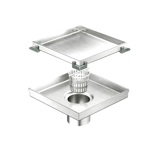 Neodrain 6-Inch Square Shower Drain with Removable Tile Insert Grate,Brushed 304 Stainless Steel, with Watermark&CUPC Certified, Includes Hair Strainer…