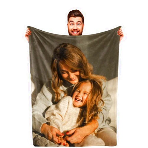 DayOfShe Custom Blanket for Mother Birthday Gifts, Personalized Mom Photo Blanket as Best Mom Dad Ever Birthday Blankets Gifts from Daughter