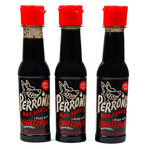 La Perrona Negra Seafood Hot Sauce 5 Ounce Bottle | Black Marisco Salsa Picante | Extra Spicy | Handmade | 3 Pack