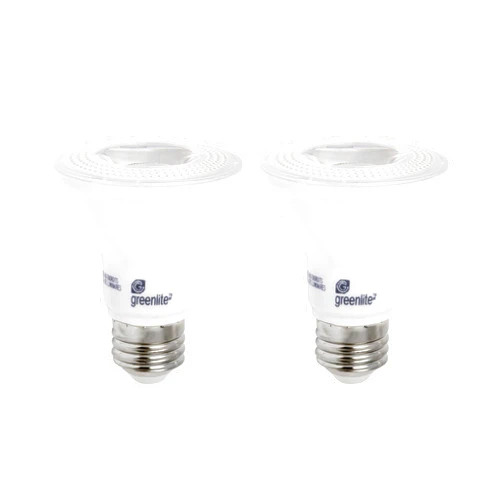 Greenlite LED PAR20 Dimmable Flood Light Bulb, 7W (50W Equivalent), 500 Lumens, 3000k Bright White, 40° Wide Flood Beam Angle, Indoor/Outdoor, Weatherproof, 120V, Energy Star (2 Pack)