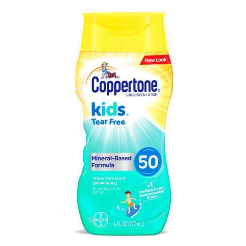 Coppertone Kids Sunscreen Tear Free Mineral Based Water Resistant Lotion Broad Spectrum SPF 50, 6 Fl Oz