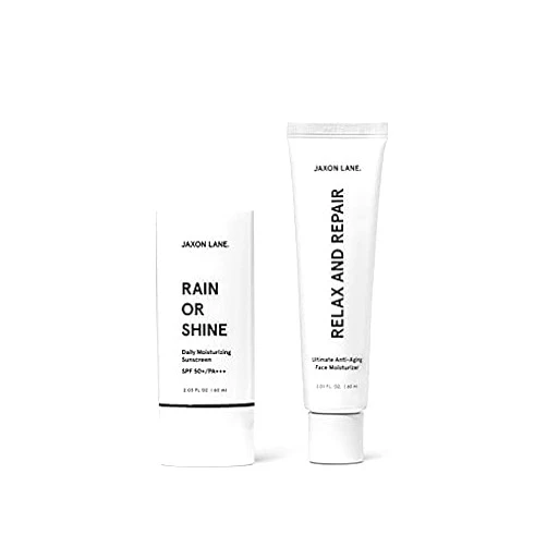 JAXON LANE Title: Jaxon Lane Korean Skin Care Set for Face: AM/PM Skincare Kit – Upgrade Your Skin Care Routine with Rain or Shine Anti Aging Face Sunscreen SPF 50 & Relax and Repair Anti Wrinkle Cream For Face