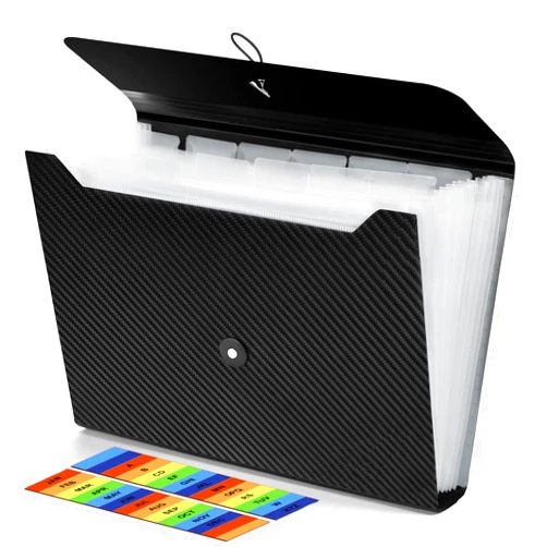 Nicecho Expanding File Folder, 13 Pockets Accordion File Organizer, A4 Letter Size Paper Document Receipt Organizer Accordian Filing Folder for Classroom, Home, Office and Travel