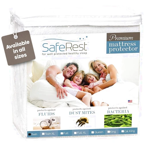 SafeRest 100% Waterproof Twin XL Size Mattress Protector - College Dorm Size for Back to School - Machine Washable Cotton Mattress Cover for Bed - Perfect Bedding Airbnb Essentials for Hosts