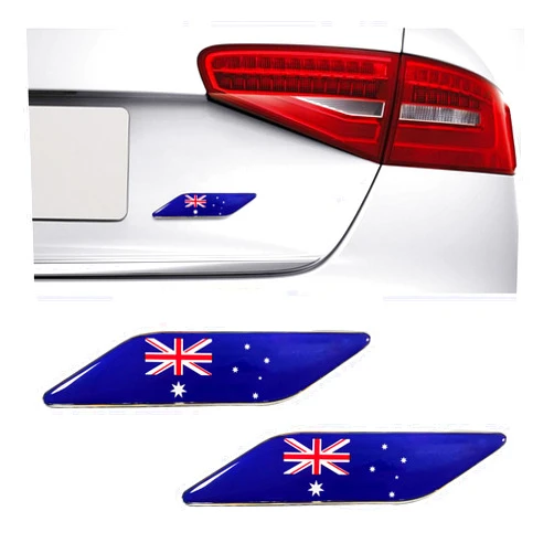 Dickno 2 PCS 3D Tricolor Flag Emblem, Aluminum Car Front Fender Badge Sign Emblem, Auto Stickers and Declaration Decals, Universal Exterior Decor Accessories for All Vehicles (Australia)