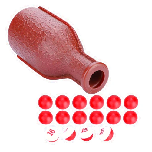 Huairdum Dice Bottle, Billiard Shaker Bottle with 16 Numbered Tally Balls Pool Dice Billiards Accessory Billiard Number Dice Brown for Pea Pool