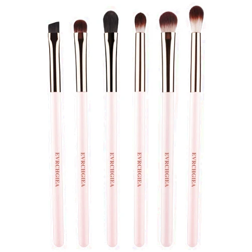 EVRCHGIEA Eye Makeup Brush Set, 6 Pcs Professional Blending Eyeshadow Makeup Brushes for Concealer Eyebrows Eyeliner, Soft Hairs & Wood Handle