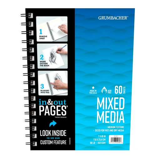 Grumbacher Mixed Media Paper Pad with in & Out Pages, 160 GSM, 7