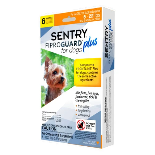 Fiproguard Sentry Fiproguard Plus for Dogs, Flea and Tick Prevention for Dogs (5-22 Pounds), Includes 6 Month Supply of Topical Flea Treatments