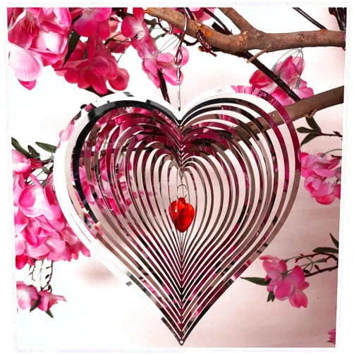DJUAN Wind Spinner Outdoor Metal Decorations,3D Red Heart Wind Spinners for Yard and Garden, Mirror Stainless Steel Wind Sculptur Spinner Indoor Outdoor Garden Decoration Crafts Ornaments Worth Gift
