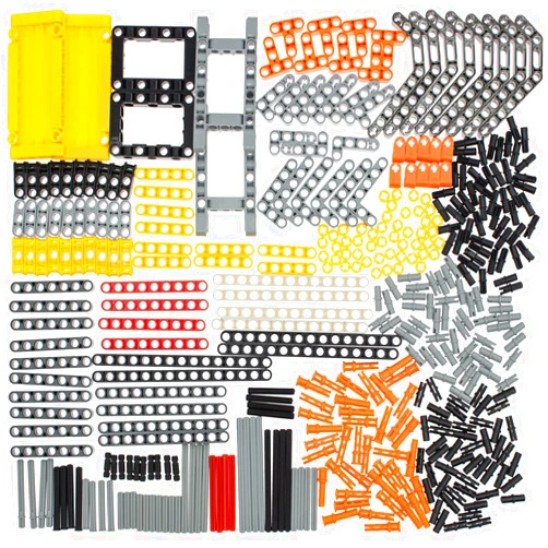 Habow 420pcs Technic-Parts -Pin-Connector Compatible with Lego-Technic, Technic-Beam Frame Plate Liftarm Wheels Tire Etc. MOC Replacement Pieces for Toy Building Sets