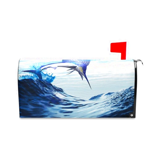 ALAZA Beautiful Blue Marlin Fish Ocea Mailbox Covers Magnetic Garden Yard Post Wraps Letter Box Cover Decorations 20.8 x 25.4 Inches(Large Size)