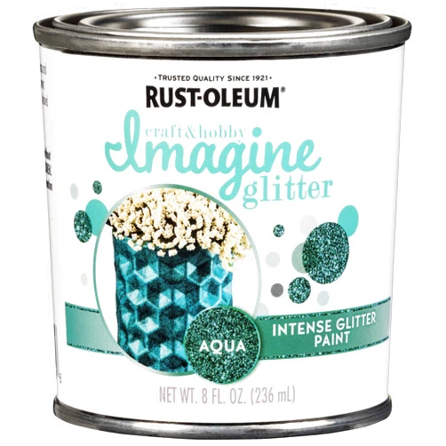 Rust-Oleum 350118 Imagine Craft & Hobby Intense Glitter Paint, 8 Oz, Aqua, 12 Fl Oz (Pack of 1)
