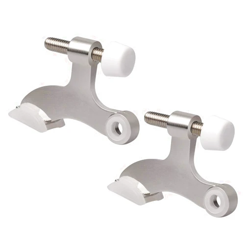 KOVOSCH 2 Pack Hinge Pin Door Stopper Brushed Satin Nickel - Adjustable Heavy Duty Hinge Pin Door Stop with White Rubber Bumper Tips