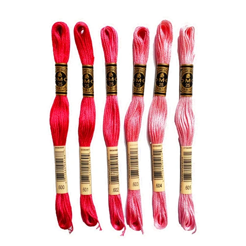 Generic DMC 6-Strand Embroidery Cotton 8.7yd Bundle - Cranberry Color Family - 6 Skeins of Thread