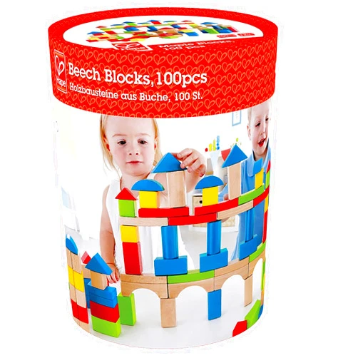 Hape Award Winning 100 PCs Wooden Building Block Set with Solid Storage Container| Learning Educational Toys for Kids