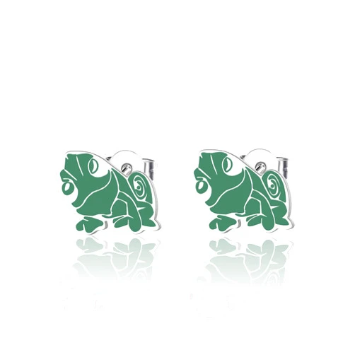 BLEOUK Chameleon Stud Earrings Pascal Earring Green Chameleon Lover Jewelry Tangleed Cartoon Movie Gift
