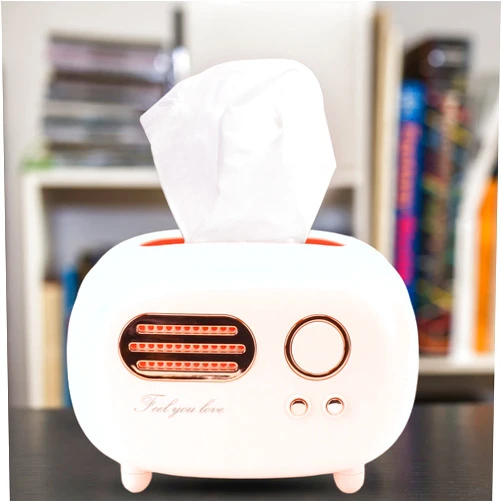 Tissting 17cm/6.69inch Retro Radio Tissue Box Cover, Vintage Radio Tissue Holder Dispenser Napkin Case Table Decor for Bathroom, Living Room, Bedroom, Home Decoration(Pink)