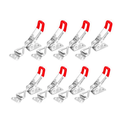POWERTEC 8PK Toggle Clamp, 220 lbs Holding Capacity, 4001 Adjustable Pull Action Latch for Smoker, Tool Box, Woodworking Jigs and Fixtures, Cabinet, Tool box, Door (20332)