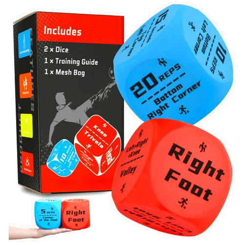 JaunniQir Big Size Soccer Training Dice Set, 2Pcs Soccer Gifts Shooting & Juggling Soccer with Mesh Bag Training Equipment for Games, Boost Soccer Skills with Fun Practice for 8-12 Boys & Girls