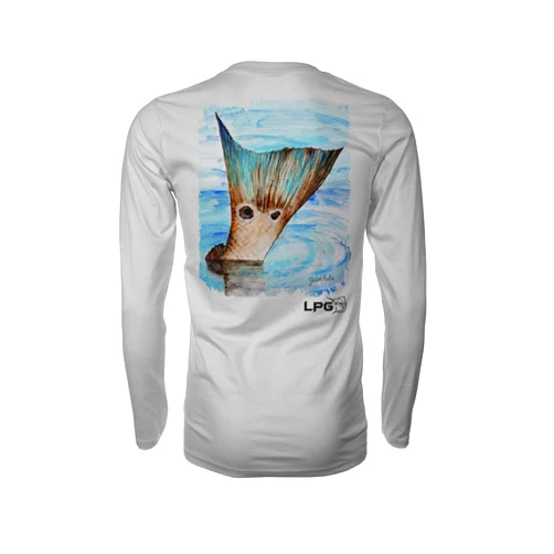 LPG Apparel Co. Redfish Tail Florida Style Long Sleeve Fishing Shirt for Unisex UPF 50 Dri-Fit Performance Fishing T-Shirt