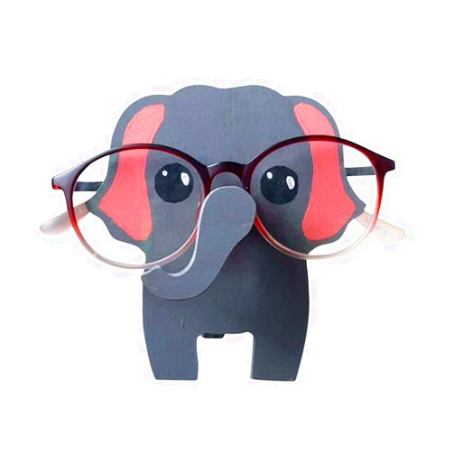WEHOMY Wooden Eyeglass Holder, Creative Animal Glasses Holder, Handmade Carving Sunglasses Display Rack, Animal Glasses Holder, Home Office Desk Decor Gift (Elephant)