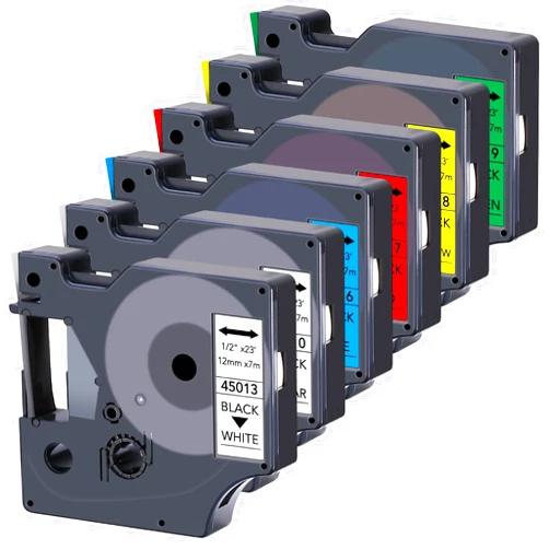 JOJOME 6-Pack Compatible with Label Maker Refills D1 Label Tape 45013 45010 45016 45017 45018 45019 1/2 Inch for Dymo LabelManager 160 280 210D 360D 420P Wireless PnP 220P 260P 500TS 450DUO