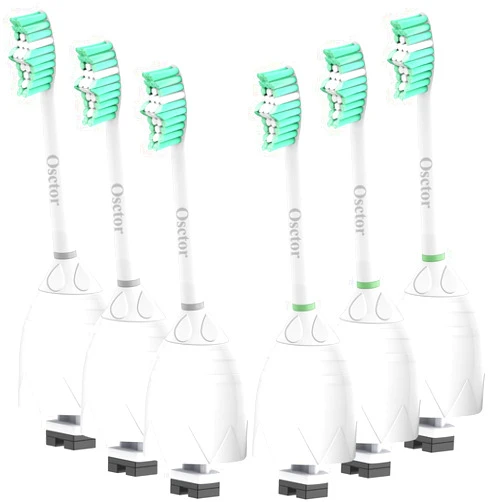 Osctor Replacement Brush Heads Compatible with Phillips Sonicare E-Series HX7022/66, 6 Pack, Fit Essence, Xtreme, Elite, Advance and CleanCare Screw-on Electric Sonic Toothbrush Handles