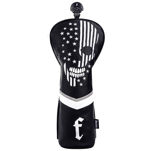 Caiobob mytag Golf Skull Skeleton Head Cover Golf Club Black Leather Headcovers Set Fits Driver Fairway Wood Hybrid Utility Putter Iron Wedge Headcover