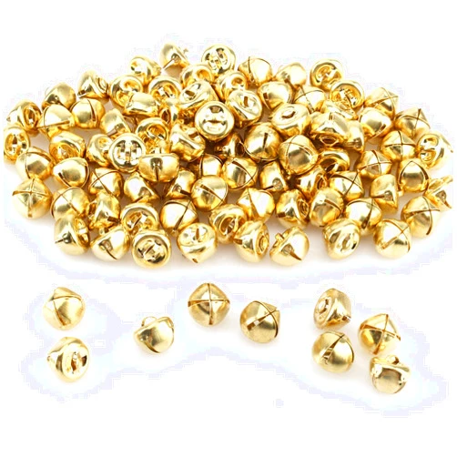 LUTER 100pcs Christmas Jingle Bells, 0.5 Inch Small Christmas Jingle Bells Ornaments Gold Bells Christmas for Wreath Jewelry Making Home Christmas Decoration(Gold)