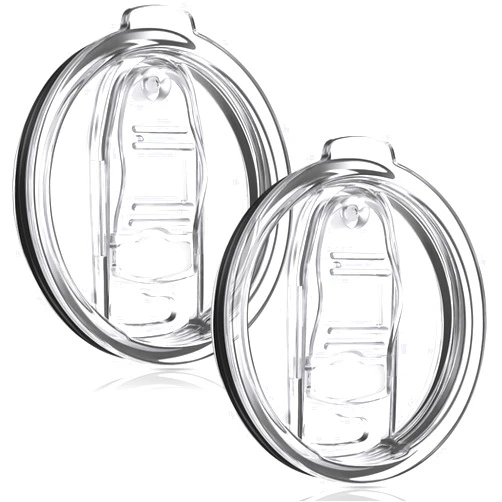 Qiyaz 2 Pcs 20 oz Skinny Replacement Lids Tumbler Replacement Lids Plastic Splash Resistant Lids Covers Cup Covers Spill Proof Tumbler Lid for 2.76 Inch Mouth Tumbler Cooler Cup (Clear)