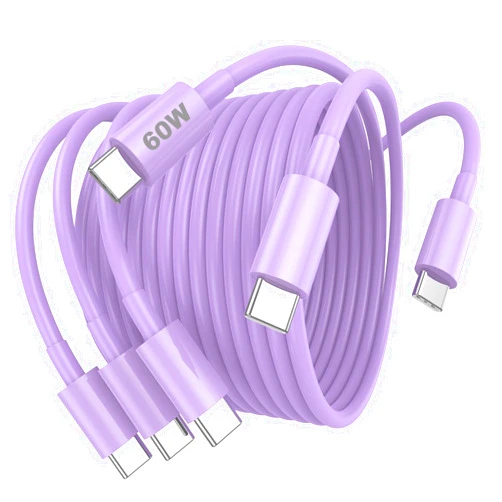 LYBFZ 3 Pack USB C to USB C Cable 6ft 60W for iPhone 15/15 Pro/15 Plus/15 Pro Max, iPad Mini 6/ Pro 2021, iPad Air 4, MacBook Pro 2020, Samsung Galaxy S23,Switch,USBC Type C Fast Charging Cord Violet