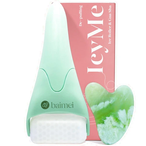 BAIMEI IcyMe Cryotherapy Ice Roller and Gua Sha Facial Tools Reduces Puffiness Migraine Pain Relief, Skin Care Tools for Face Massager Self Care Gift for Men Women - Green