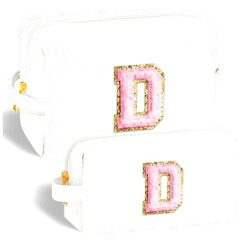 YOOLIFE Birthday Gifts for Women Her, Initial D Travel Cute Makeup Bag Large Capacity Make Up Bag Cosmetic Bag for Women Toiletry Bag Skin Care For Teens Personalized Gifts for Mom Teacher Friends